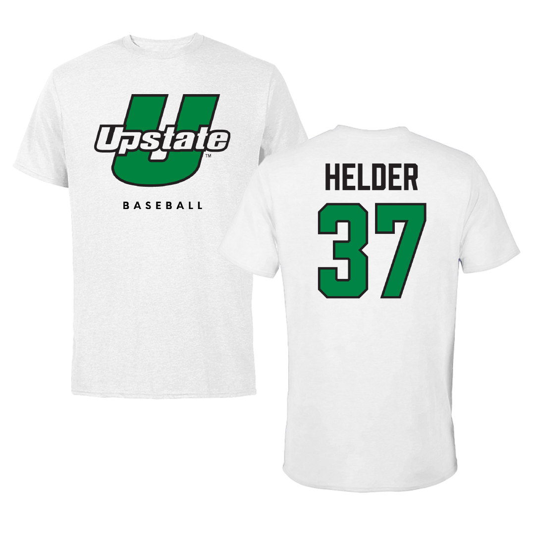 University of South Carolina-Upstate Baseball White Tee - #37 Gabe Helder