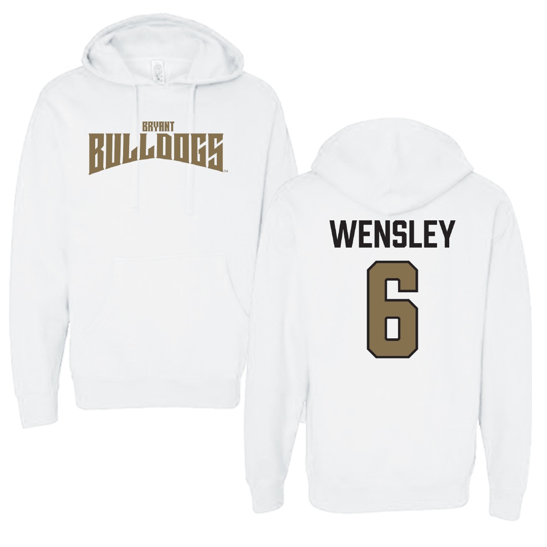 Bryant University Baseball White Classic Hoodie - #6 Casey Wensley