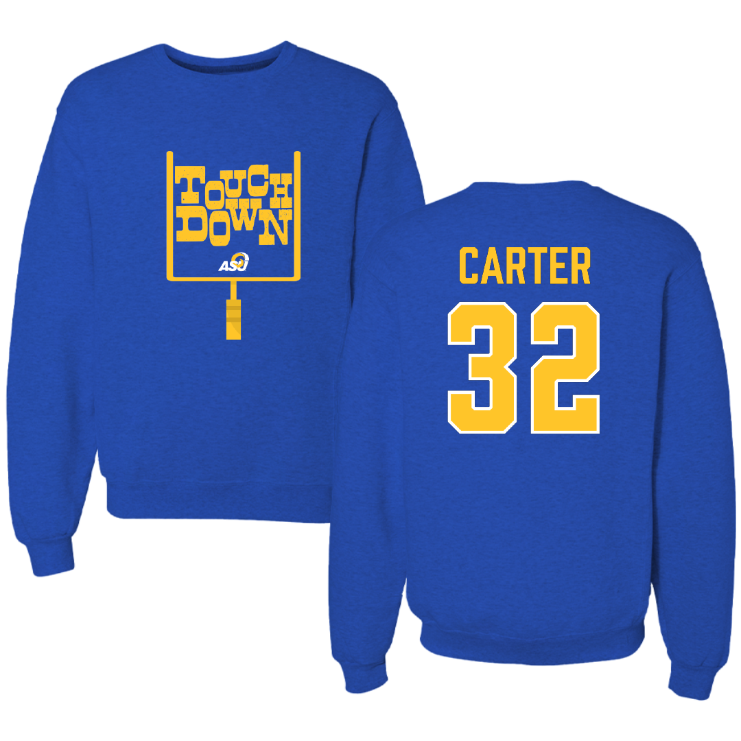 Angelo State University Football Blue Touchdown Crewneck - #32 Jaylen Carter