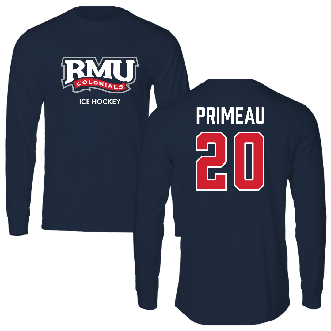 Robert Morris University Ice Hockey (W) Navy RMU Performance Long Sleeve - #20 Madison Primeau
