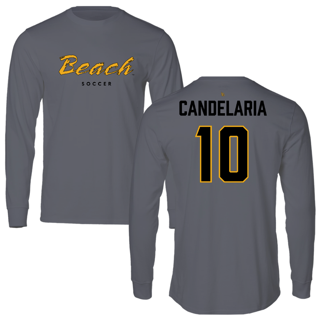 Long Beach State University Soccer (W) Gray Performance Long Sleeve - #10 Jordan Candelaria