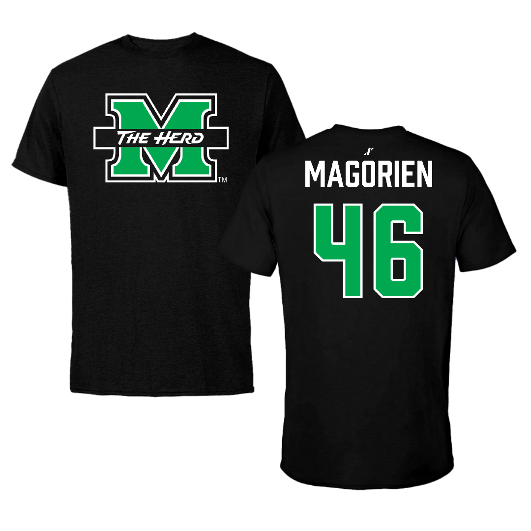 Marshall University Football Black Tee - #46 Gavin Magorien