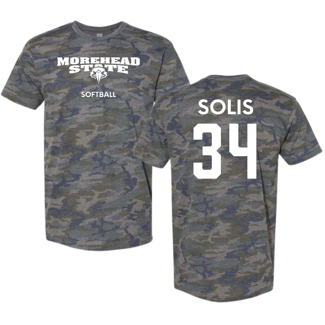 Morehead State University Softball Vintage Camo Tee - #34 Emma Solis