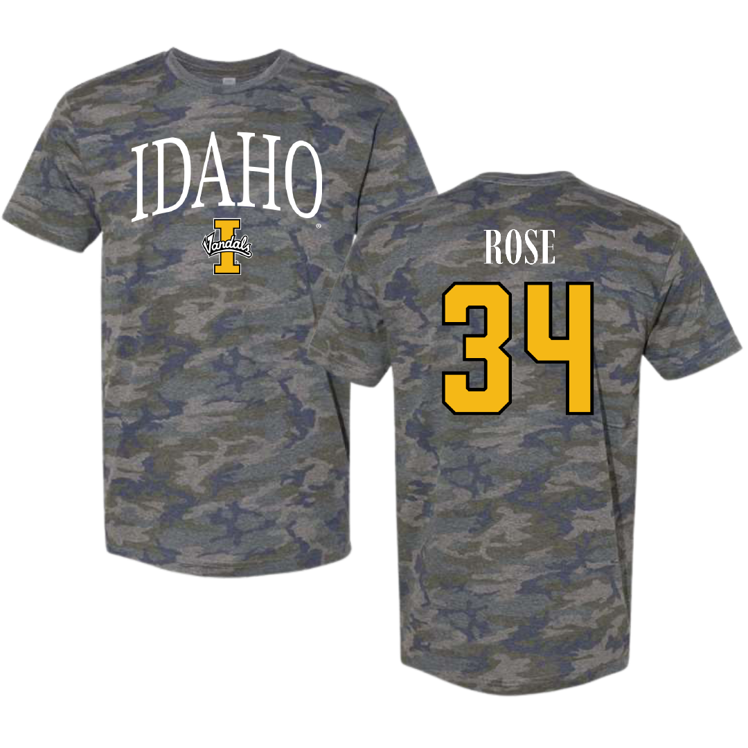 University of Idaho Basketball Vintage Camo Tee - #34 Kyson Rose
