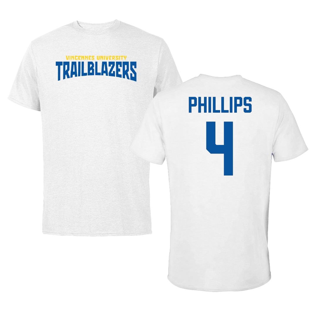 Vincennes University Baseball White Classic Performance Tee - #4 Jaret Phillips
