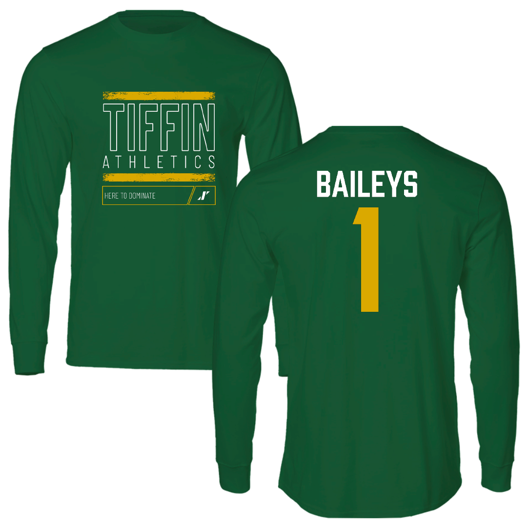 Tiffin University Baseball Green Dominate Long Sleeve - #1 Andrew Baileys