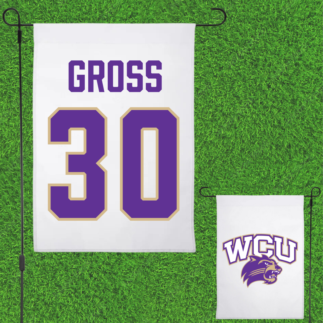 Western Carolina University Baseball White Garden Flag - #30 Turner Gross
