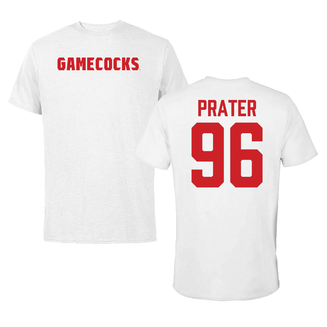 Jacksonville State University Football White Performance Tee - #96 Darrell Prater