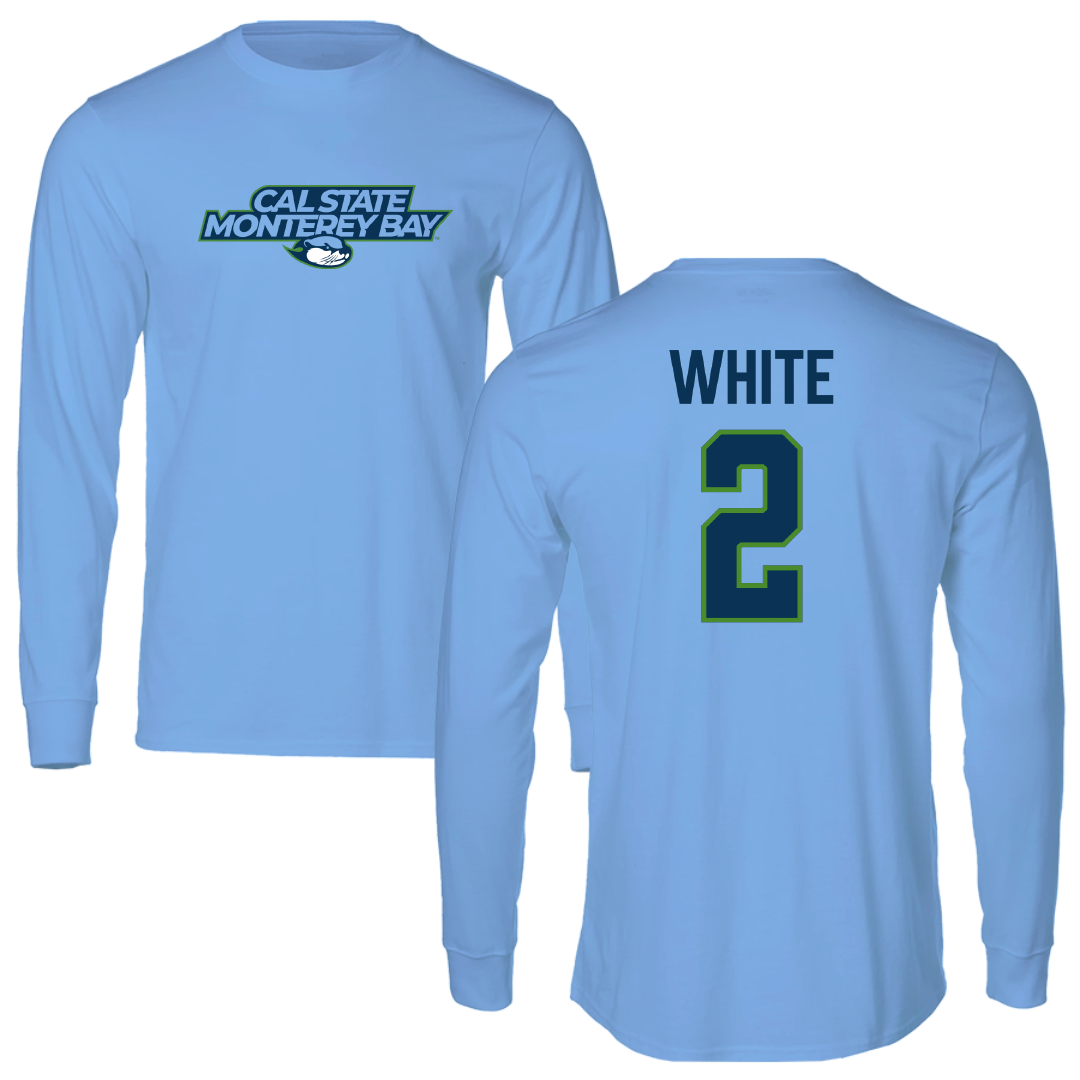 Cal State Monterey Bay Softball Carolina Blue Long Sleeve - #2 Jaedyn White