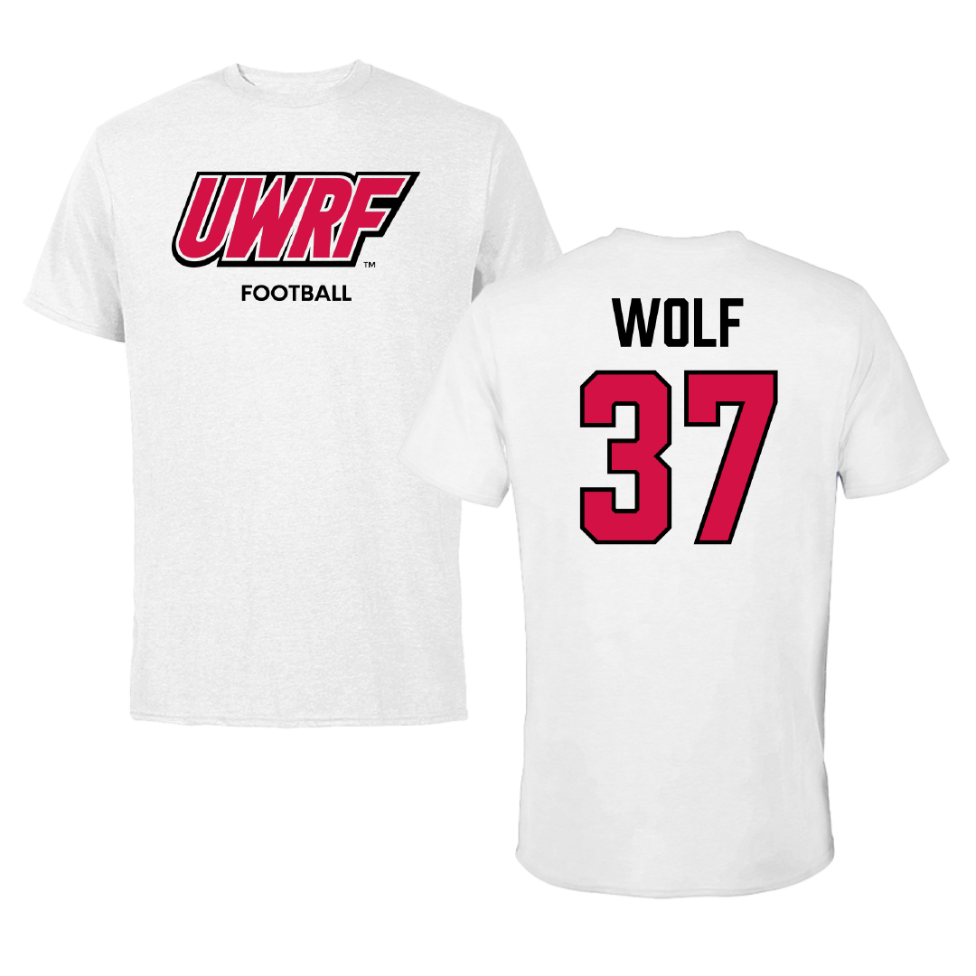 University of Wisconsin-River Falls Football White Block Performance Tee - #37 Brayden Wolf