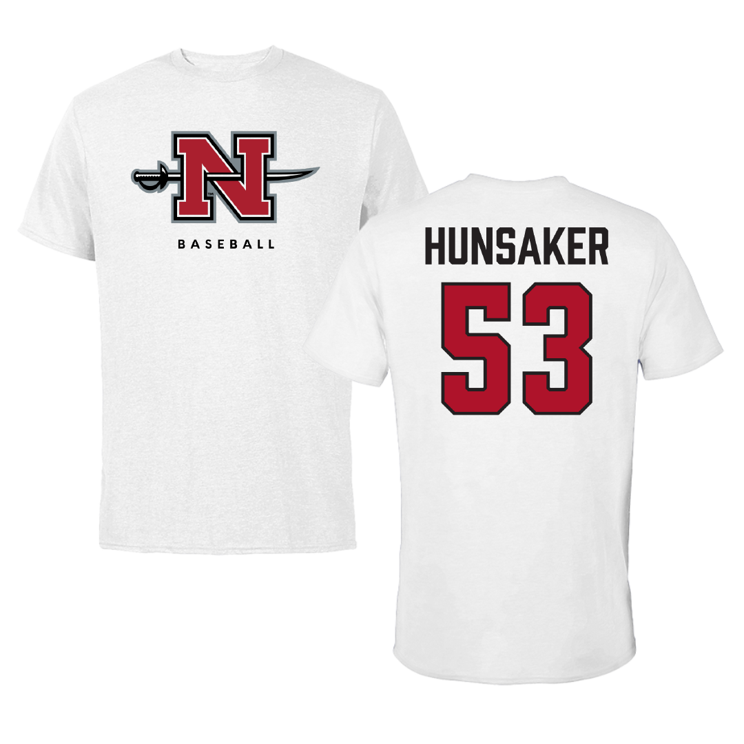 Nicholls State University Baseball White Tee - #53 Payton Hunsaker