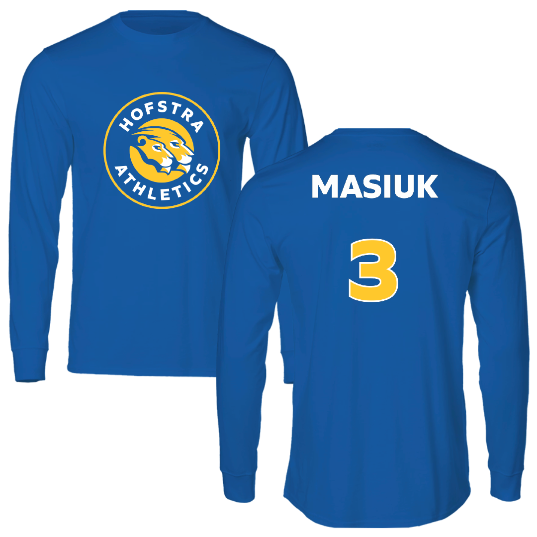Hofstra University Baseball Blue Performance Long Sleeve - #3 Luke Masiuk