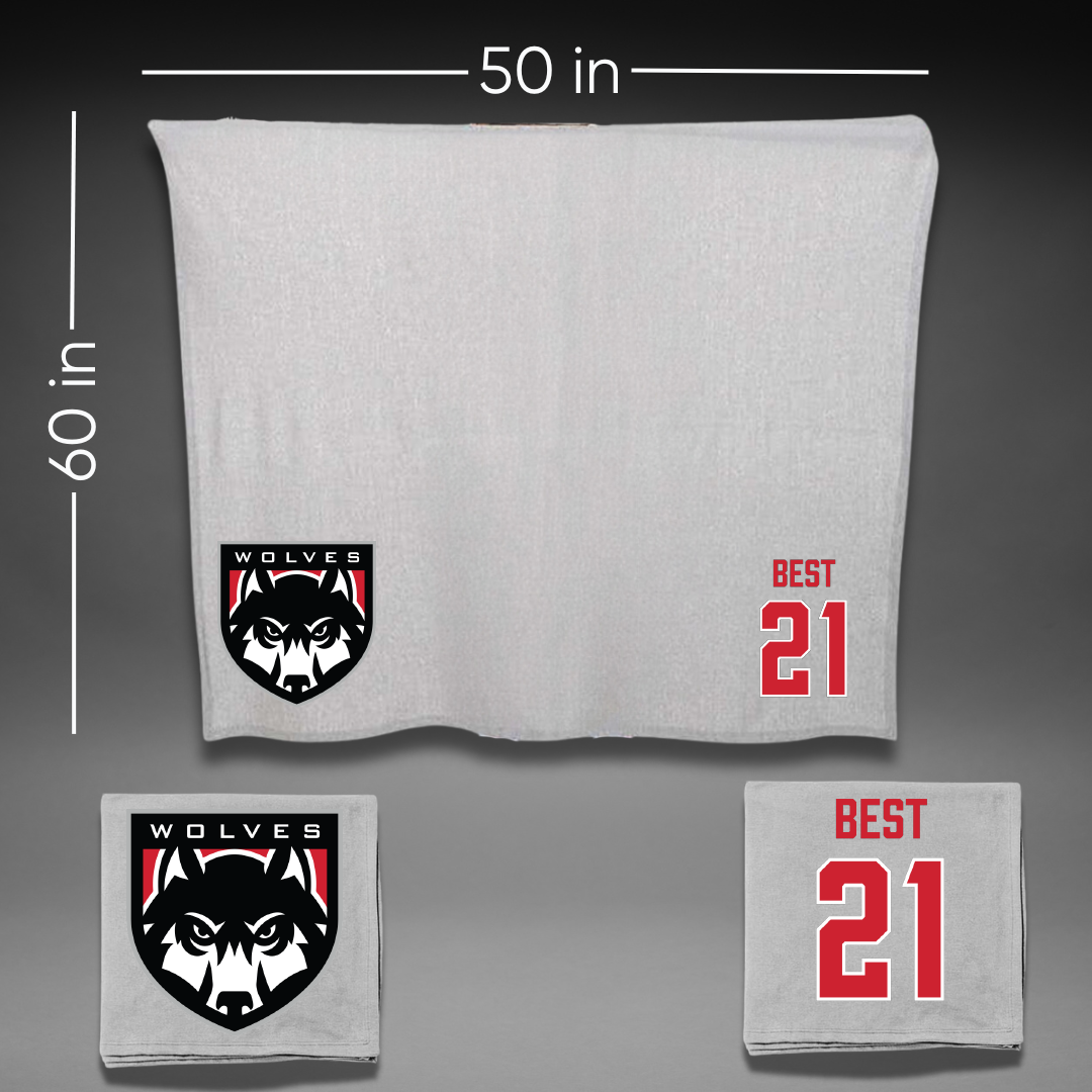 Western Oregon University Basketball (M) Gray Blanket - #21 Ty Best
