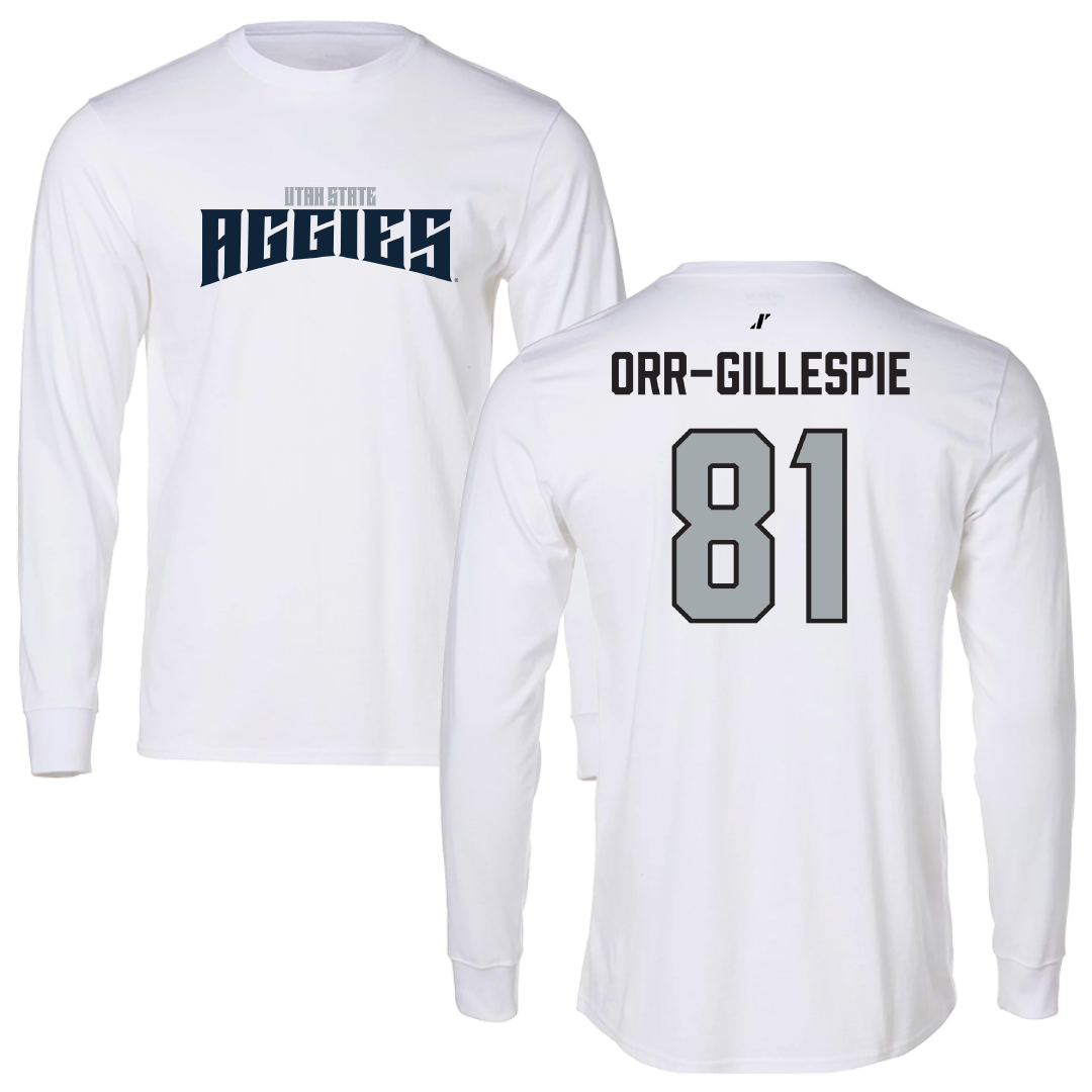 Utah State University Football White Classic Performance Long Sleeve - #81 Carlos Orr-Gillespie
