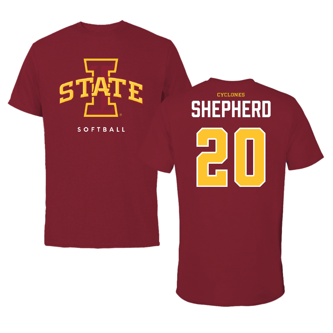 Iowa State University Softball Cardinal Tee - #20 Kadence Shepherd