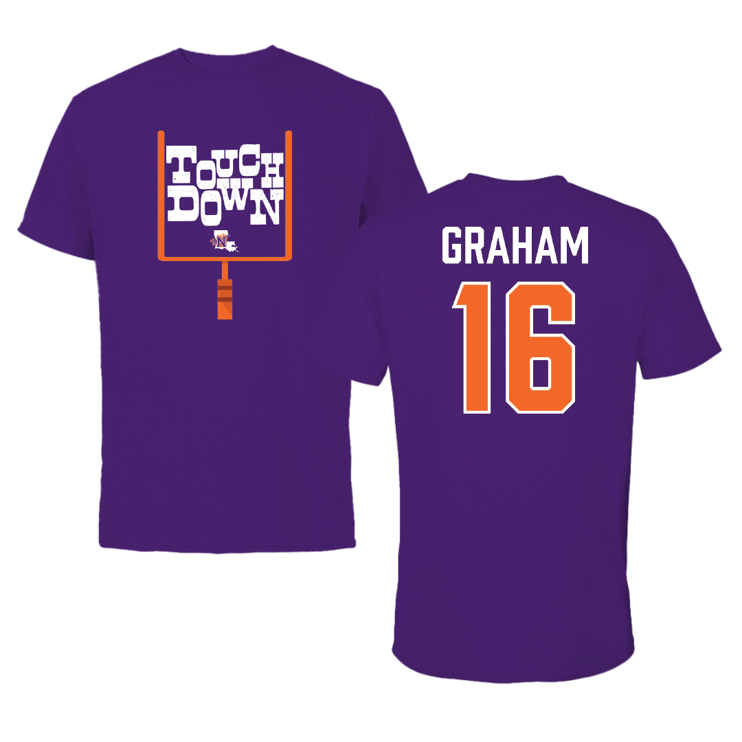 Northwestern State University Football Purple Touchdown Performance Tee - #16 Kekahi Graham