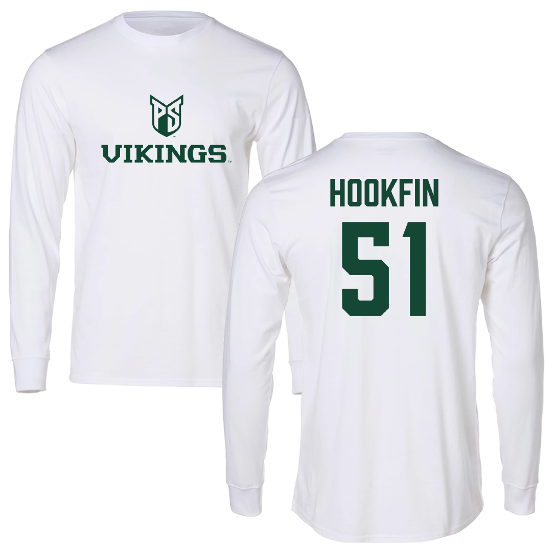 Portland State University Football White Performance Long Sleeve - #51 Donte Hookfin