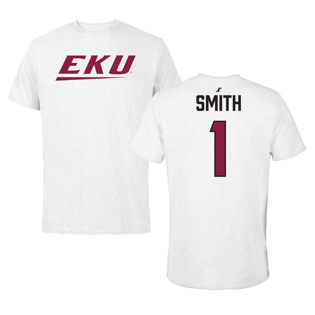 Eastern Kentucky University Football White Tee - #1 Kaden Smith