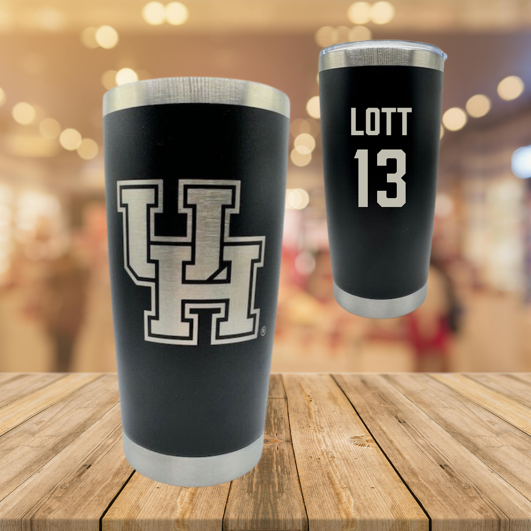 University of Houston Baseball Black Stainless Steel Tumbler - #13 Malachi Lottt