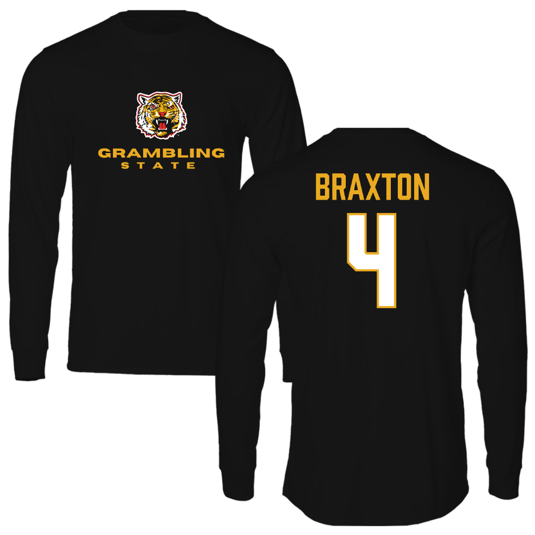 Grambling State University Baseball Black Performance Long Sleeve - #4 Dillon Braxton