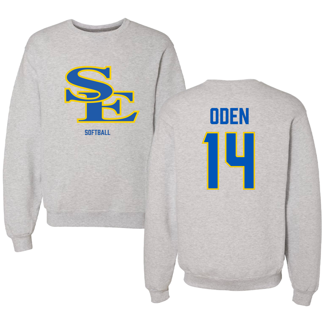 Southeastern Oklahoma State University Softball Gray Crewneck - #14 Serenity Oden