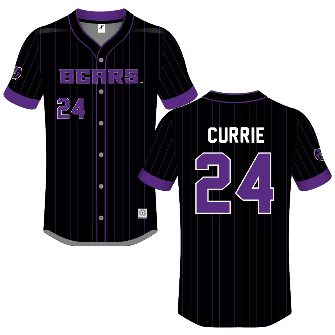 University of Central Arkansas Black Pinstripe Button-Down Jersey - #24 Sarah Currie