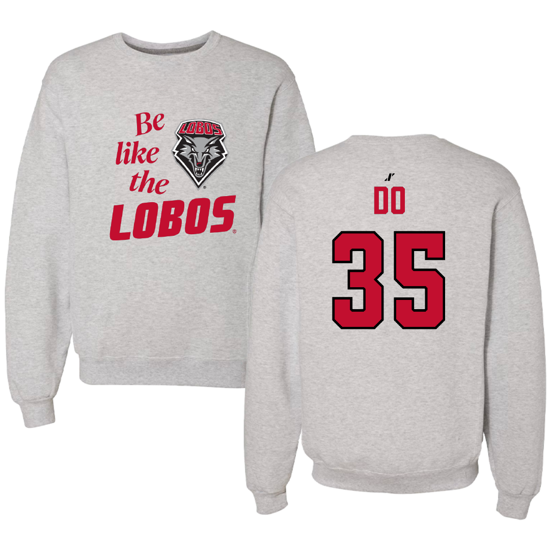 University of New Mexico Baseball Light Gray Be Like Us Crewneck - #35 Tyler Do