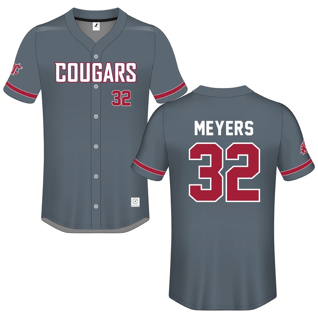 Washington State University Gray Button-Down Jersey - #32 Luke Meyers