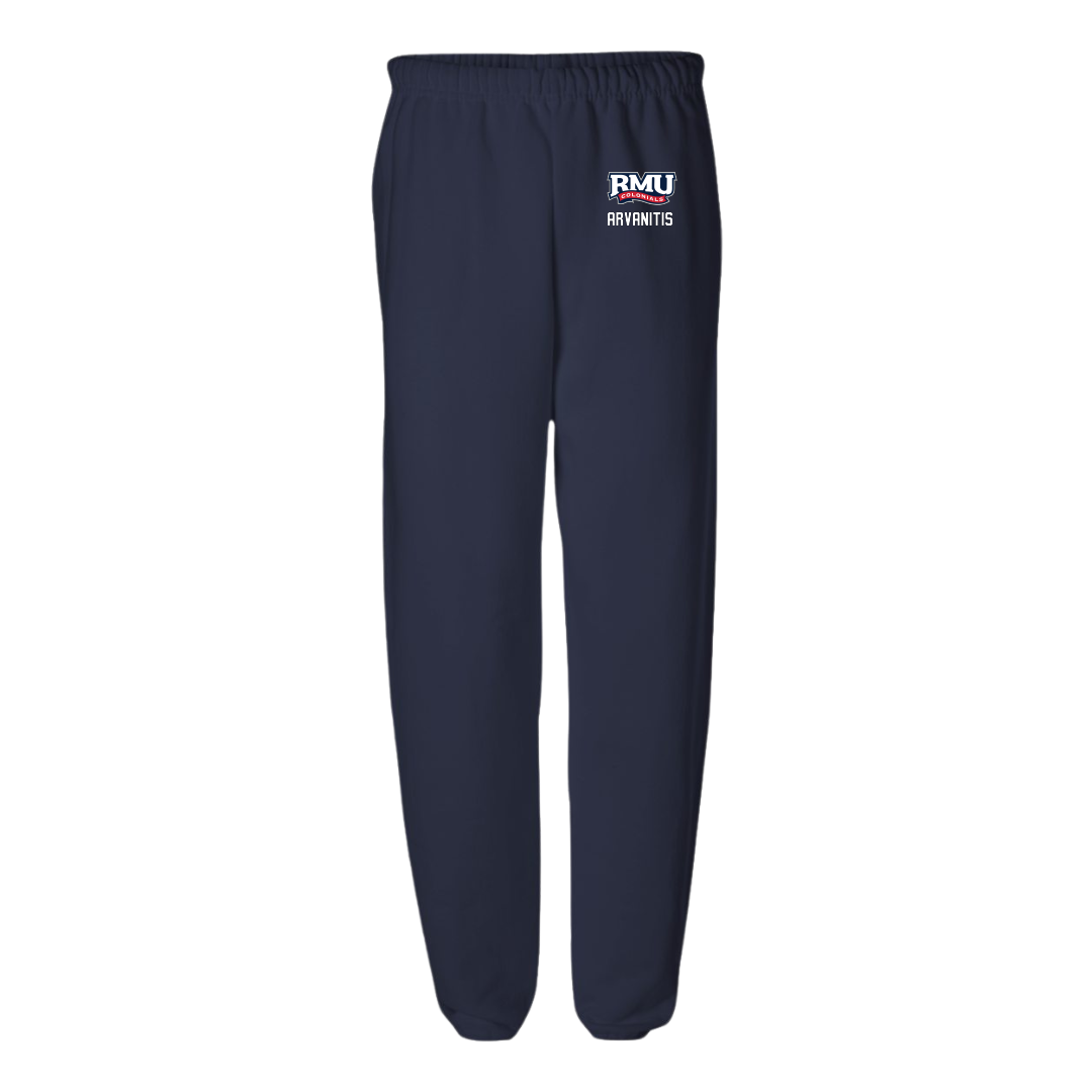 Robert Morris University Basketball (M) Navy Sweatpants - #9 Cyril Arvanitis