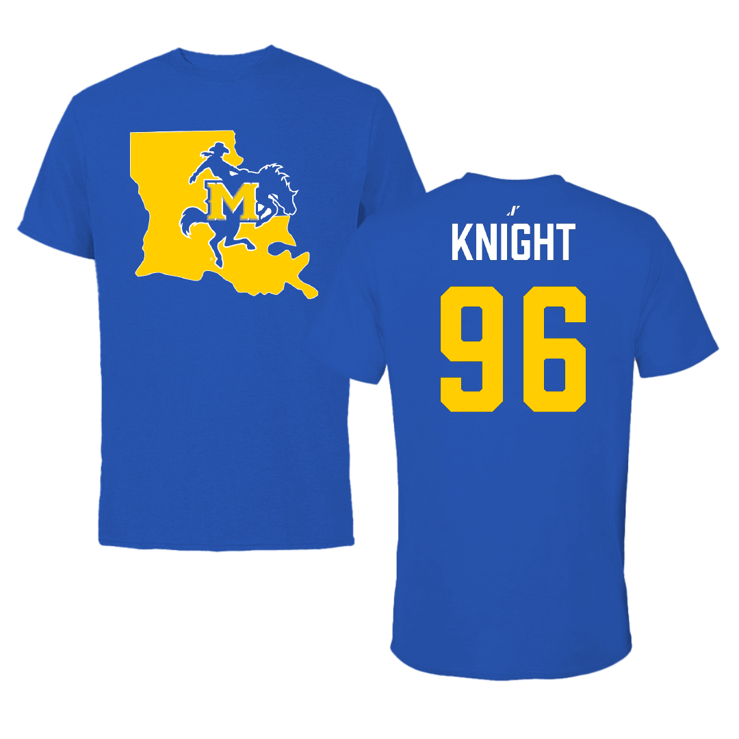 McNeese State University Football Blue State Performance Tee - #96 Connor Knight