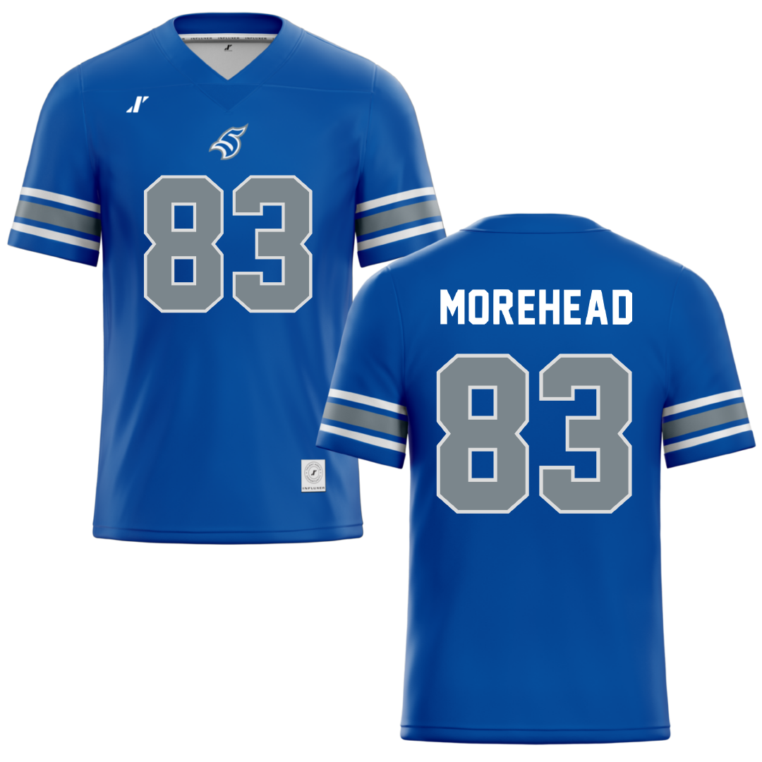 Thomas More University Blue Football Jersey - #83 Brady Morehead