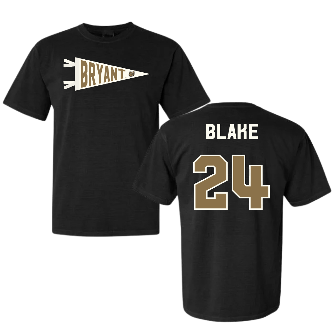 Bryant University Baseball Black Pennant Comfort Colors Tee - #24 Evan Blake