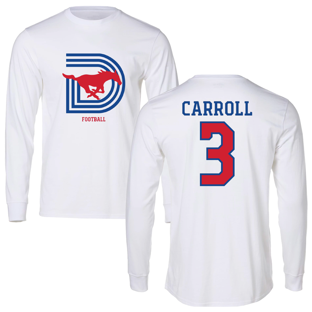 Southern Methodist University Football White Performance Long Sleeve - #3 Jamarion Carroll