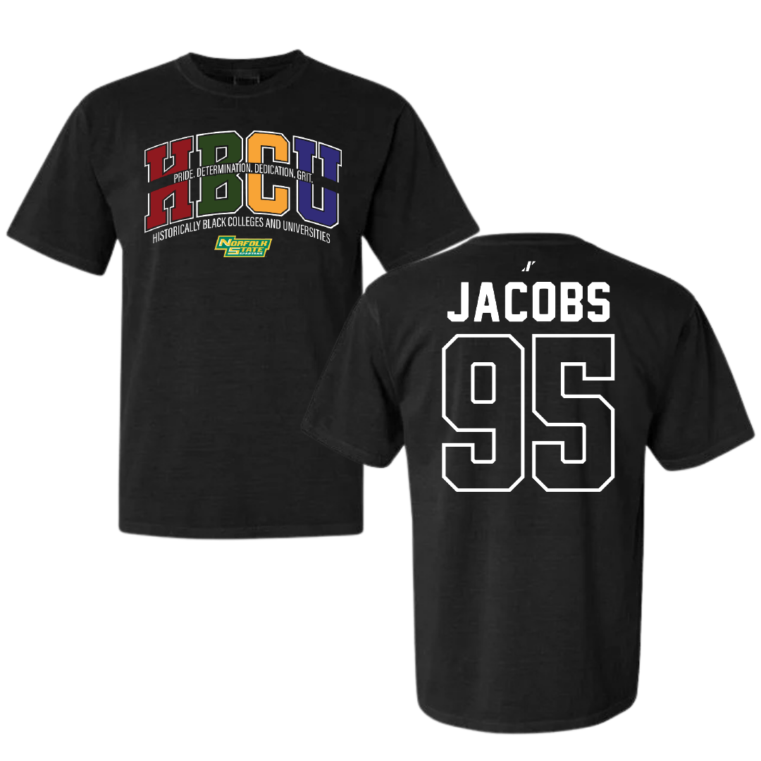 Norfolk State University Football Black HBCU Comfort Colors Tee - #95 Levontae Jacobs