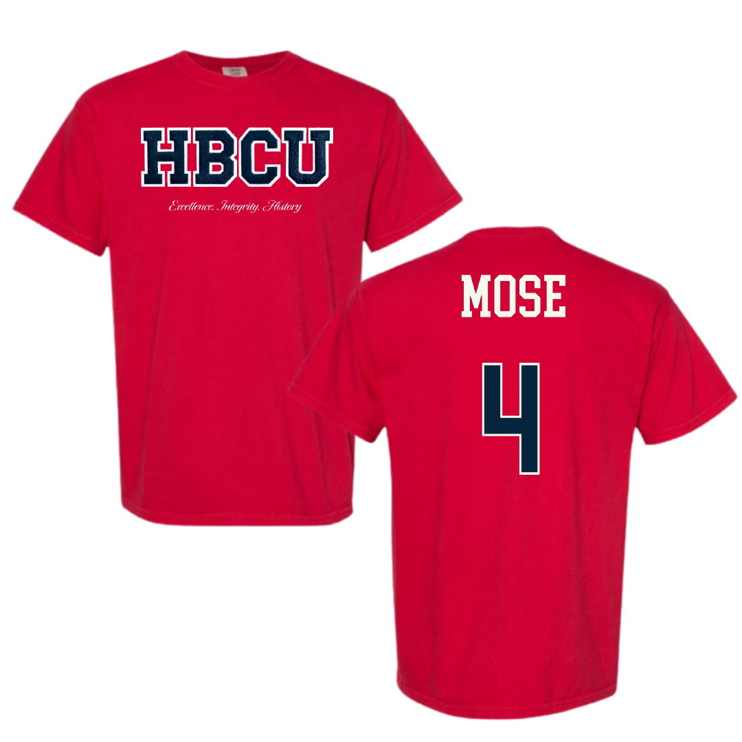 Howard University Soccer (M) Red HBCU Varsity Comfort Colors Tee - #4 Donovan Mose