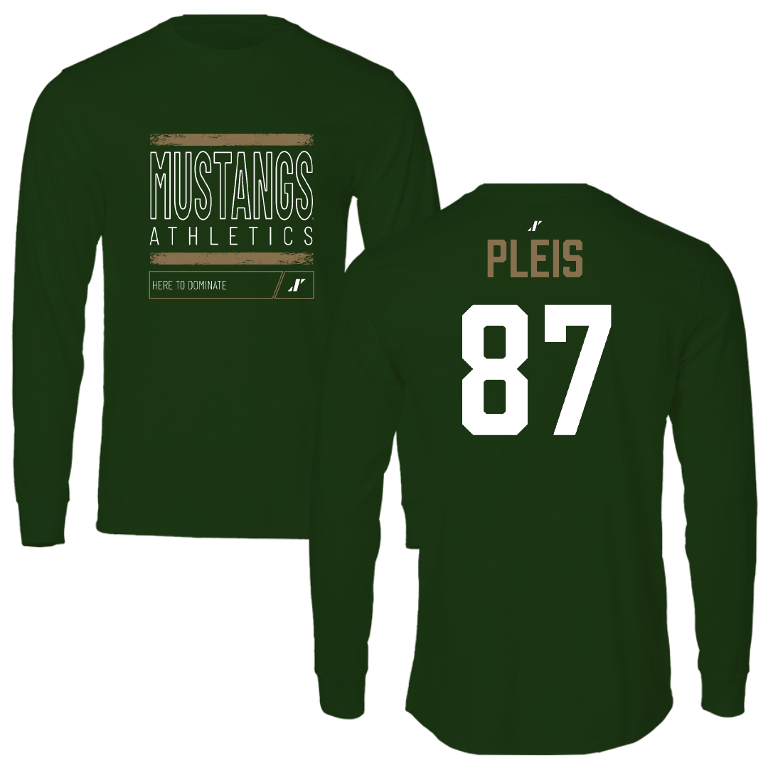 Cal Poly Football Forest Green Dominate Mustang Long Sleeve - #87 Kaleb Pleis
