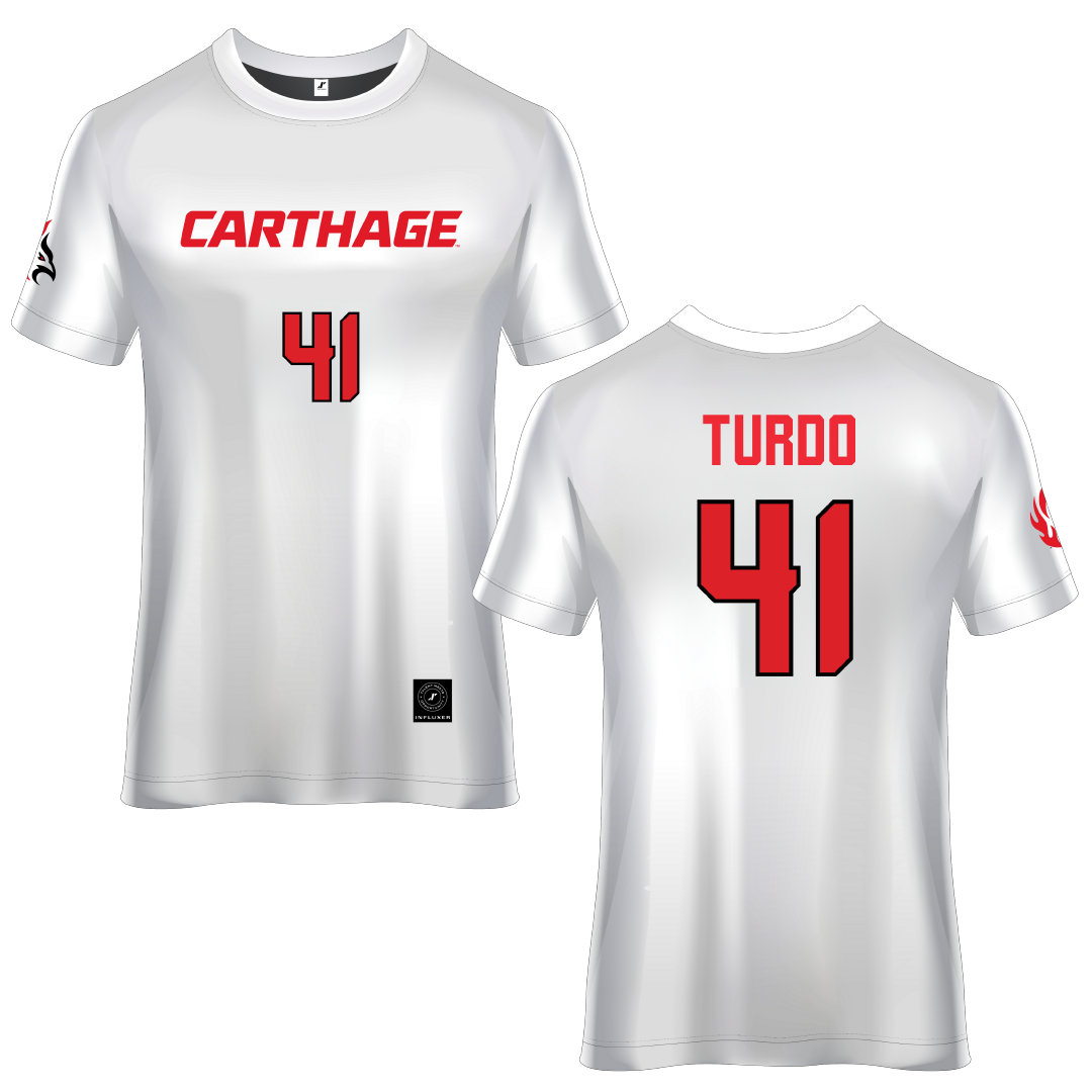 Carthage College White Soccer Jersey - #41 Anthony Turdo