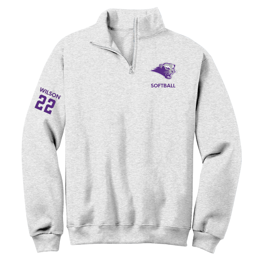 Southwest Baptist University Softball Light Gray Quarter-Zip - #22 Malea Wilson