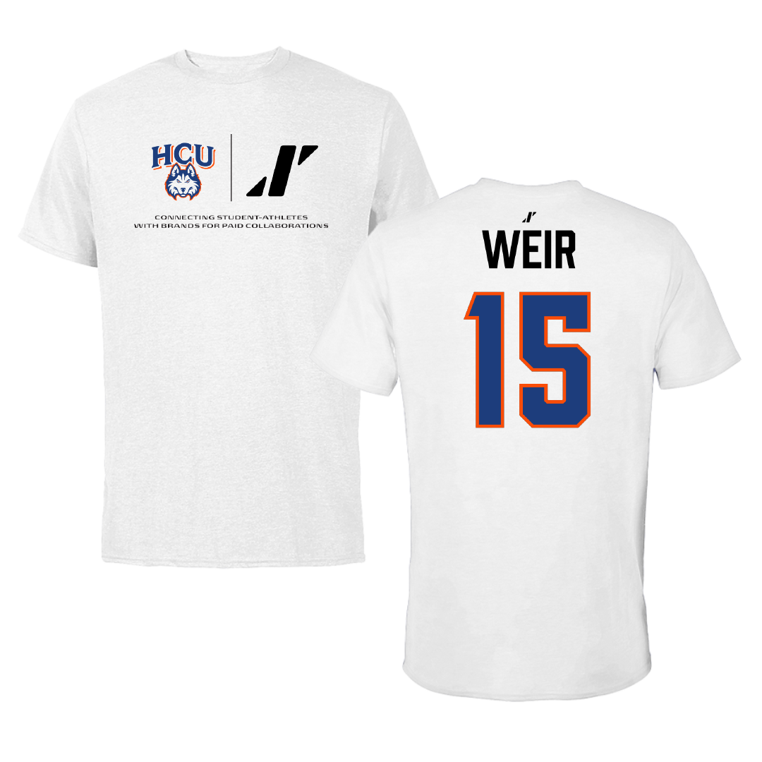 Houston Christian University Football White Rally Tee - #15 Jake Weir