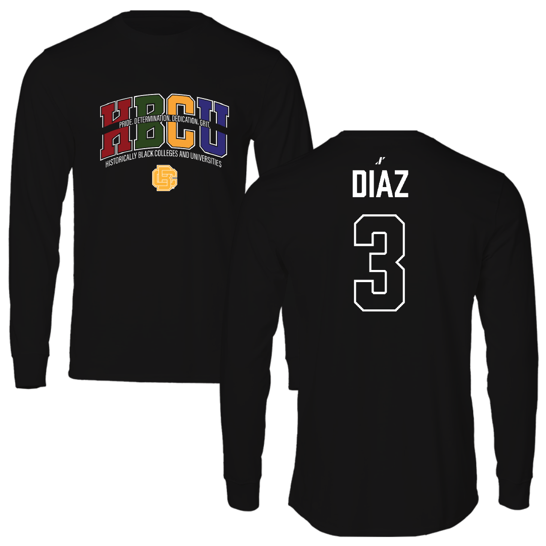 Bethune-Cookman University Baseball Black HBCU Long Sleeve - #3 Ethan Diaz