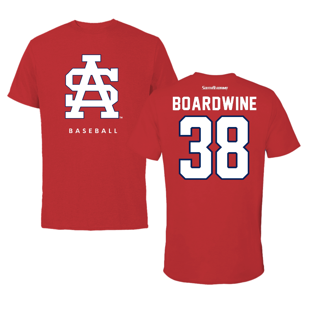 University of South Alabama Baseball Red Performance Tee - #38 Sam Boardwine