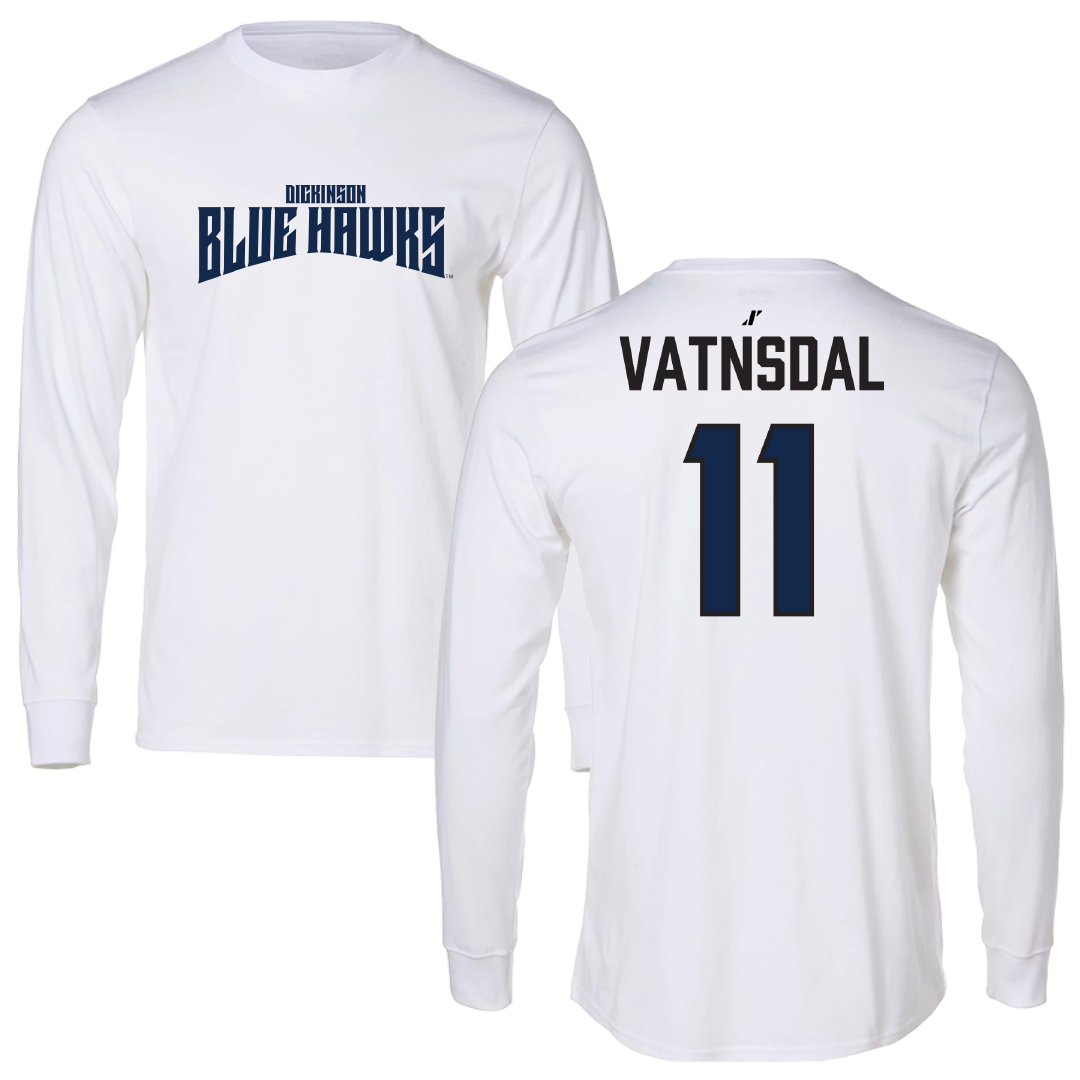 Dickinson State University Baseball White Classic Performance Long Sleeve - #11 Kade Vatnsdal