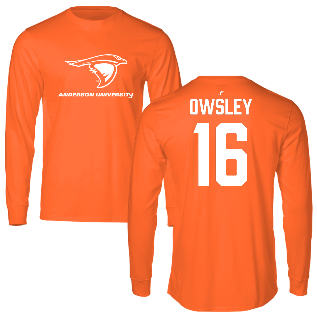 Anderson University (Indiana) Baseball Orange Performance Long Sleeve - #16 Gavin Owsley