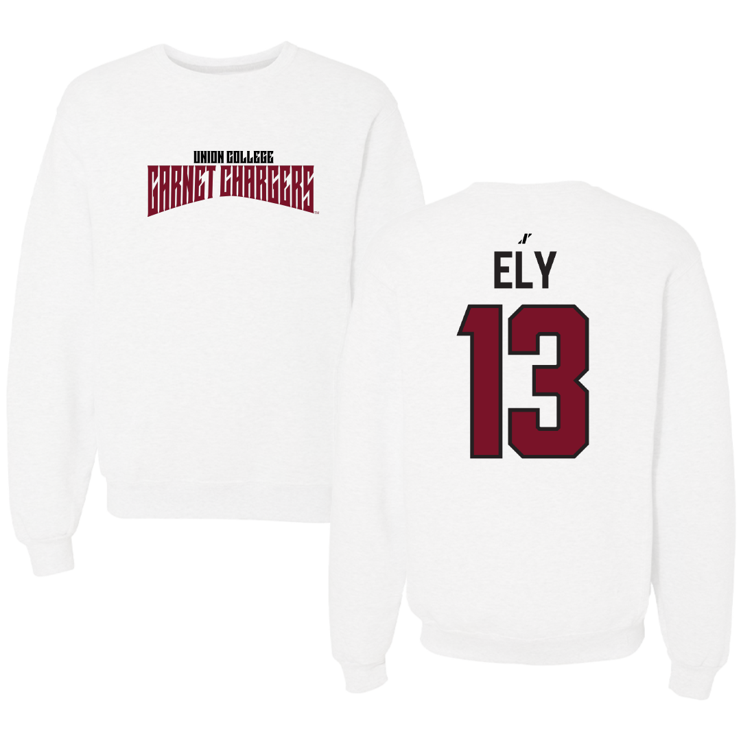 Union College Soccer White Classic Crewneck - #13 Justin Ely