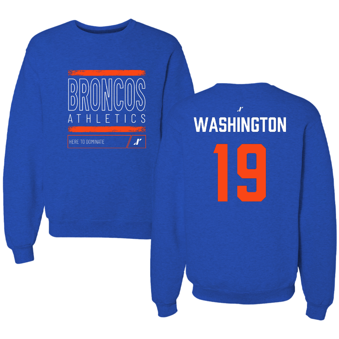 Boise State University Football Blue Dominate Crewneck - #19 Dion Washington