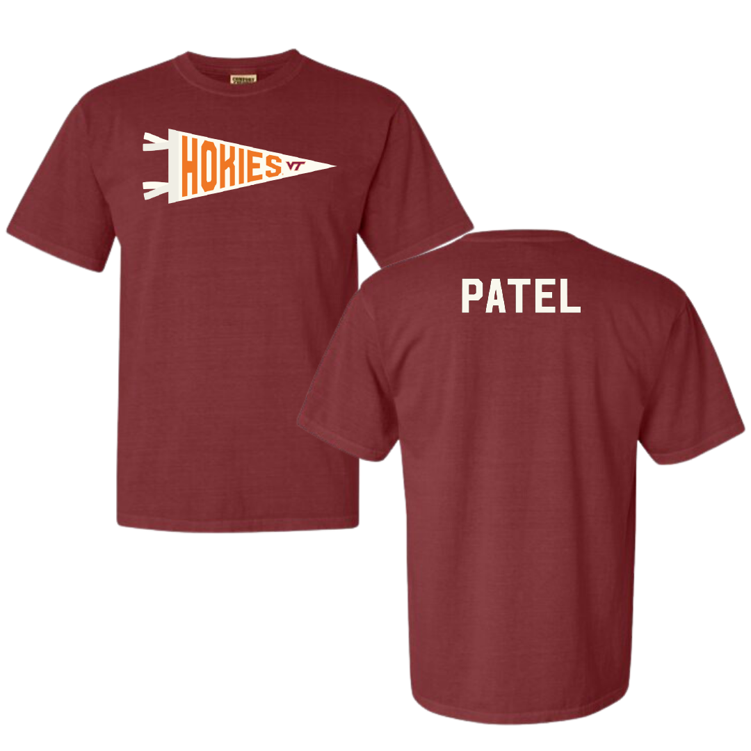 Virginia Tech Golf (M) Maroon Pennant Comfort Colors Tee - Aiden Patel