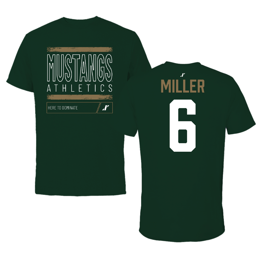 Cal Poly Soccer Forest Green Dominate Mustang Tee - #6 Jackson Miller