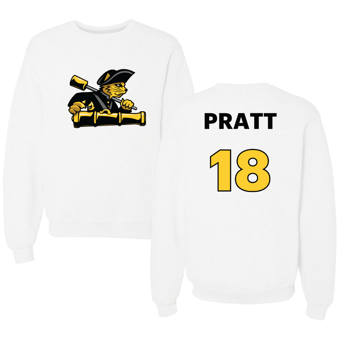 Pratt Institute Soccer (W) White Crewneck - #18 Emma Pratt