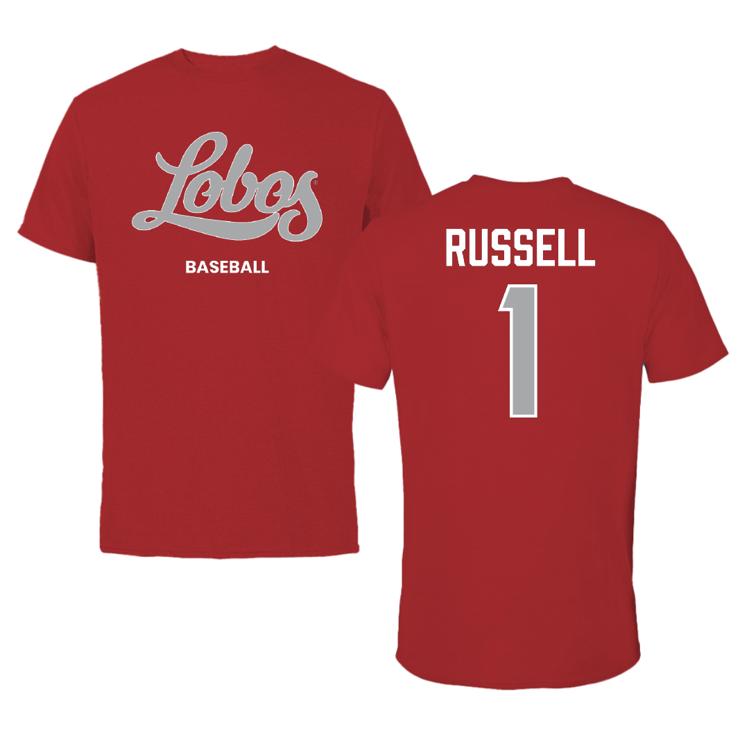 University of New Mexico Baseball Canvas Red Tee - #1 Tristan Russell