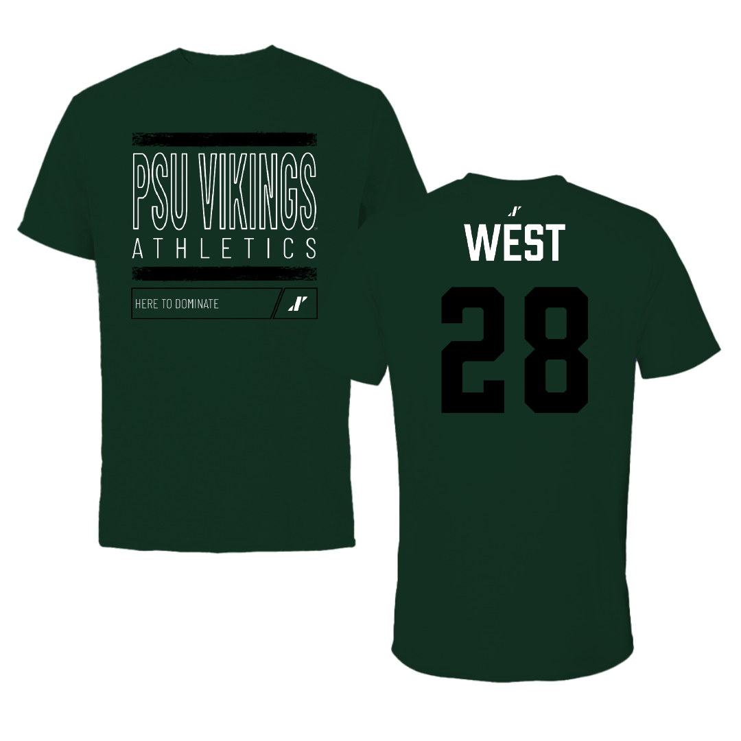 Portland State University Football Forest Green Dominate Tee - #28 Dionte West